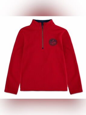 Levi's Kids Unisex Red Fleece Quarter Zip Pullover with Navy Trim. Large NWT
